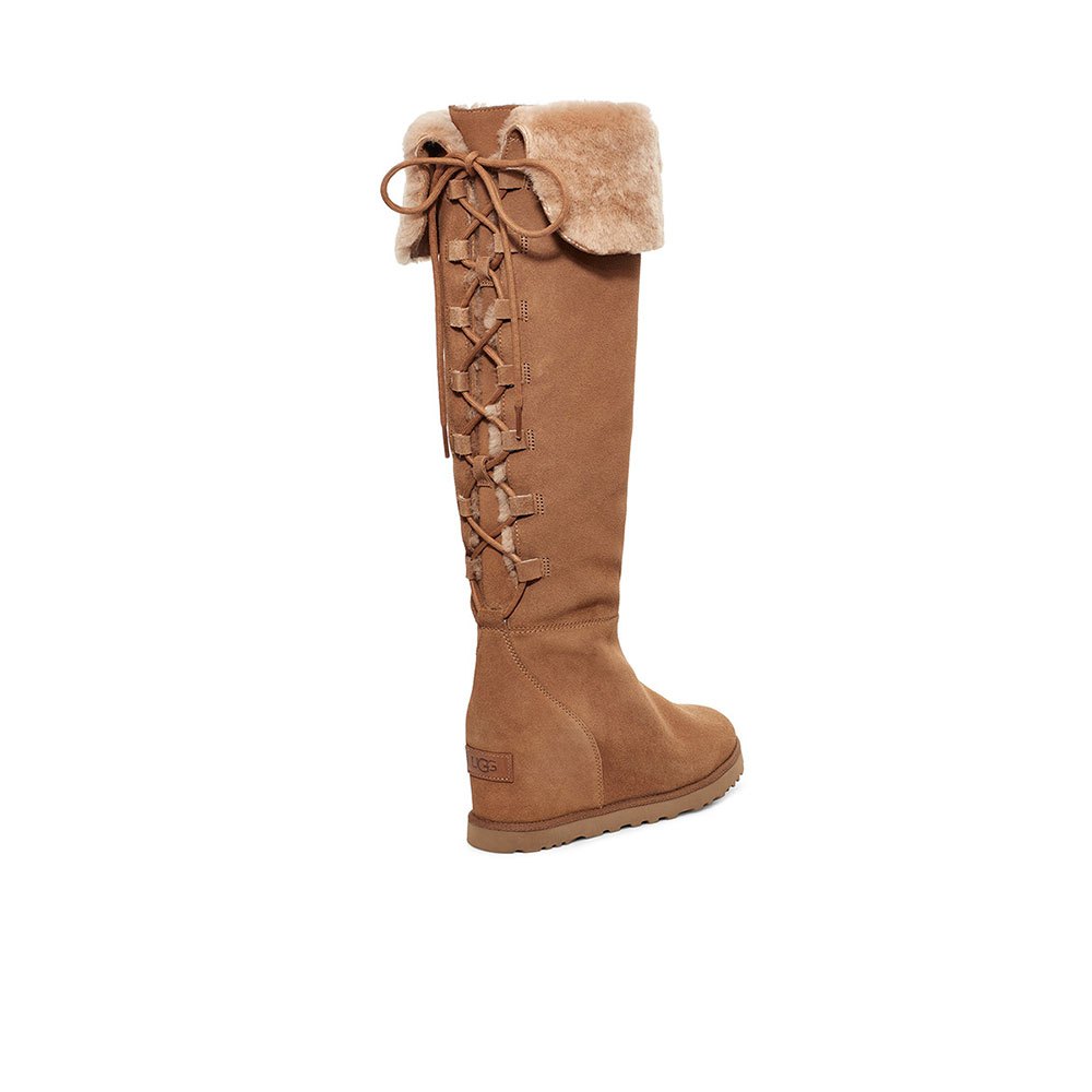 Women Ugg Classic Femme OTK Lace Boots Brown