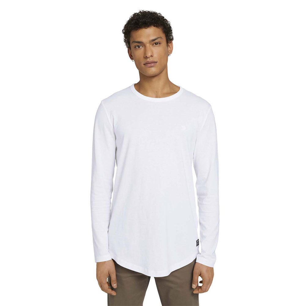 Men Tom Tailor Basic Long Sleeve T-Shirt White