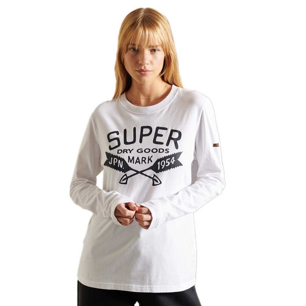 Femme Superdry T-shirt à Manches Longues Script Style Workwear Optic
