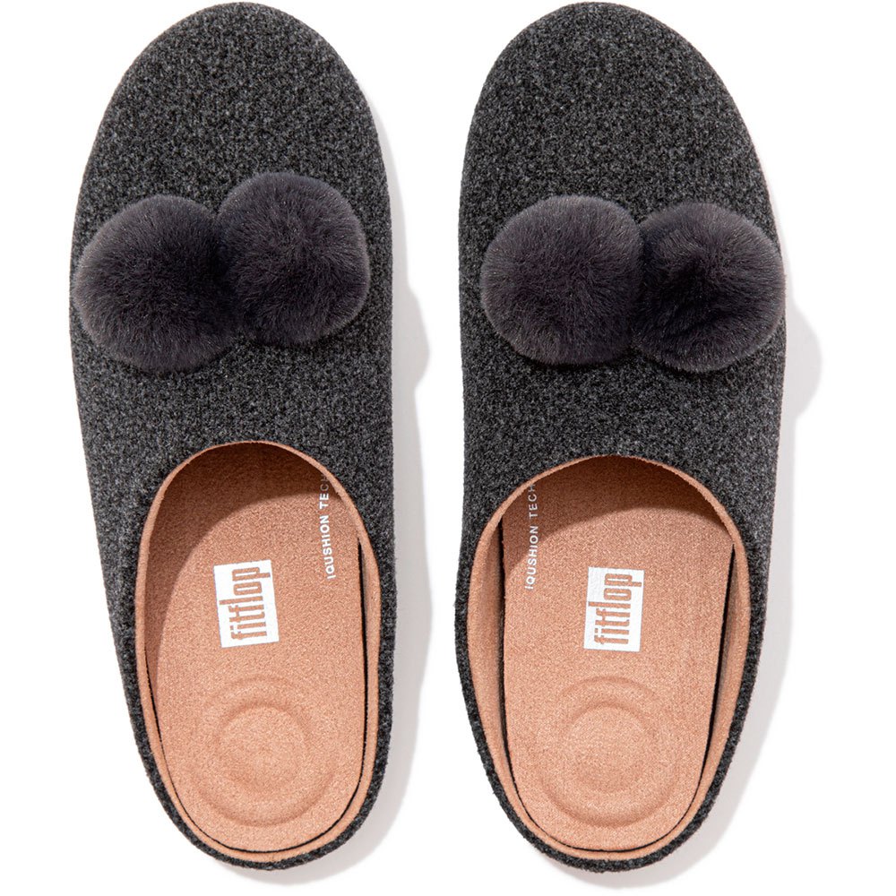 Femme Fitflop Chaussons Chrissie Pom Pewter Grey