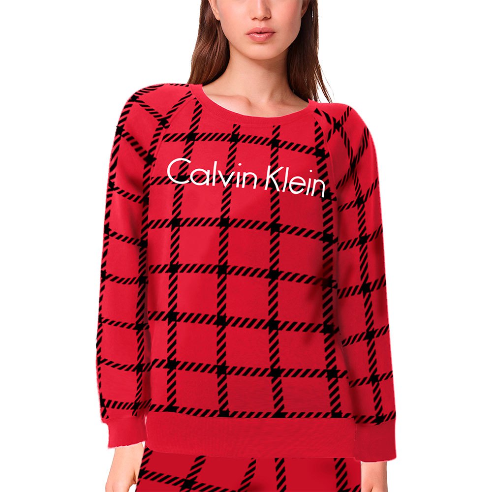 Pyjamas Calvin Klein Pyjama Chemise De Nuit à Manches Longues MenS Window Pane / Rustic Red