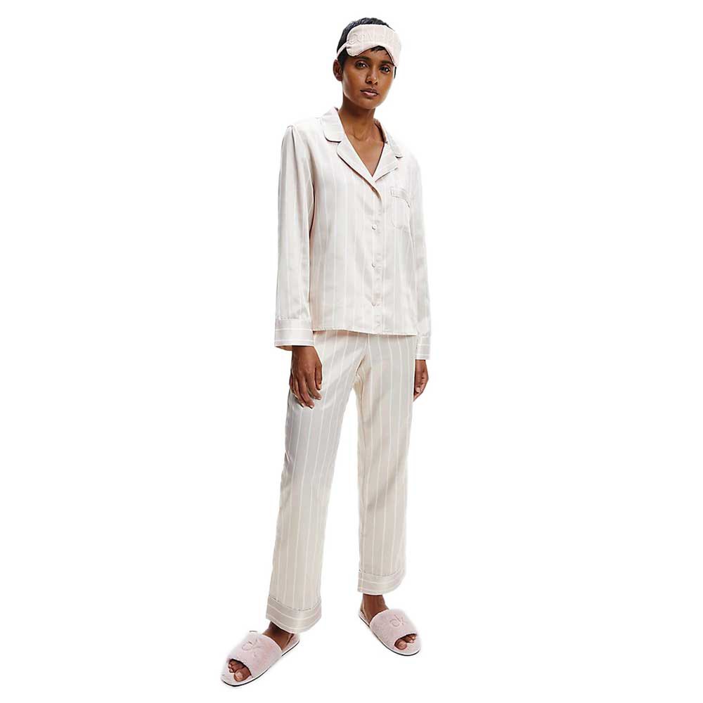 Vêtements Calvin Klein Ensemble Pyjama Manches Longues Stripes Buff Beige / Stripes