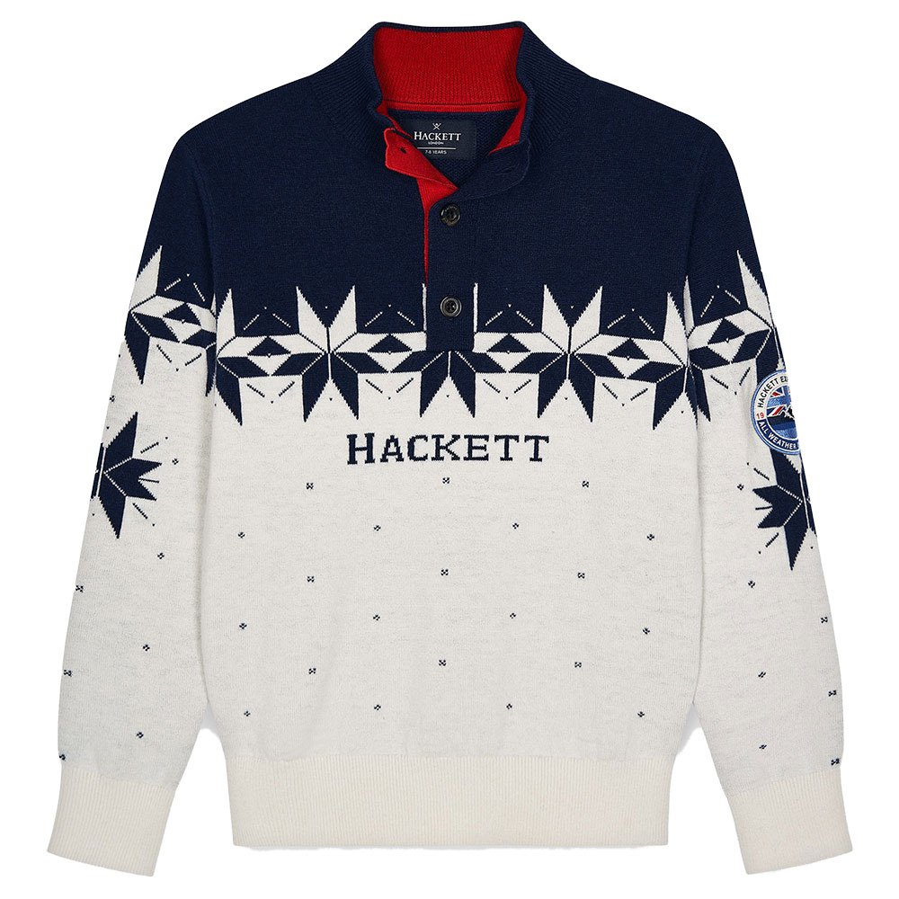 Boy Hackett Expedition Boy H Button Sweater White