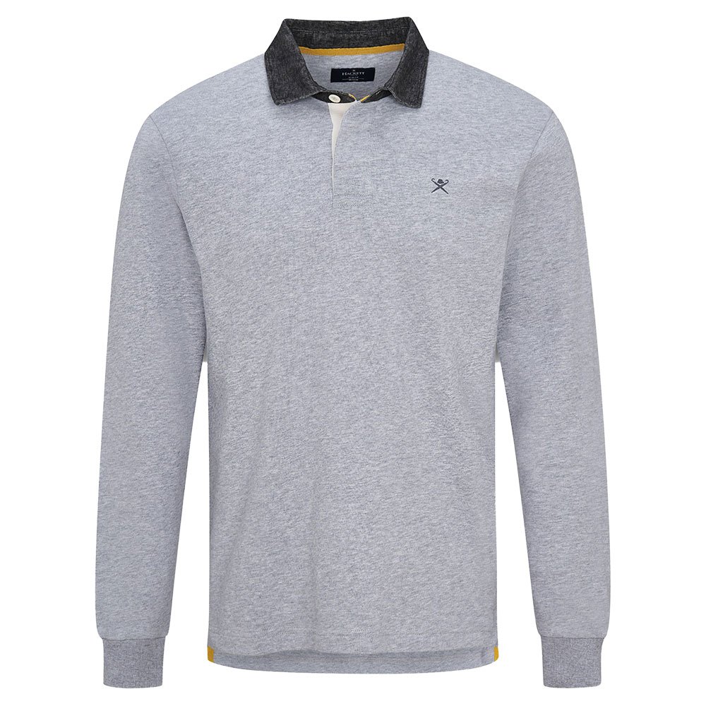 Clothing Hackett Refined Rugby Long Sleeve Polo Grey