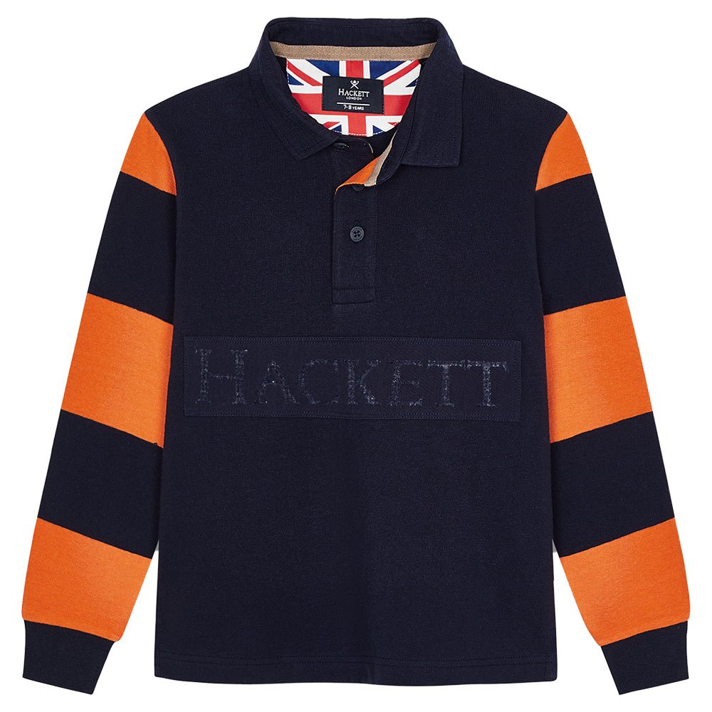 Clothing Hackett Stripe Sleeve Long Sleeve Youth Polo Black
