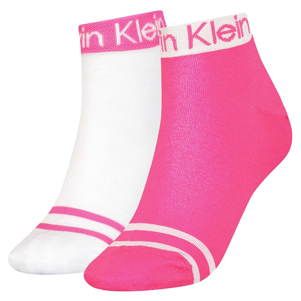 Socks Calvin Klein Quarter Logo Welt Socks 2 Pairs Pink