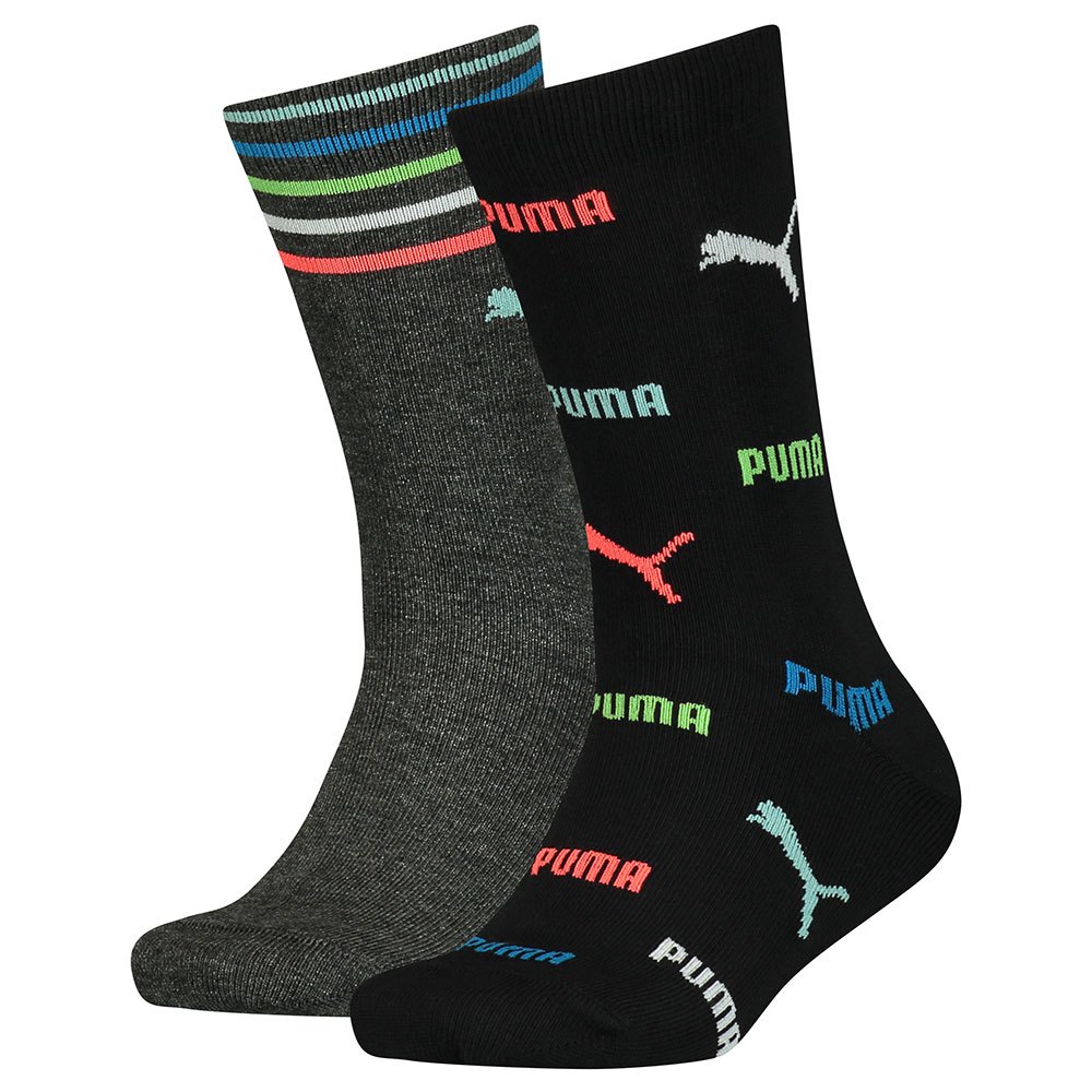 Boy Puma Logo Aop Children Socks 2 Pairs Black