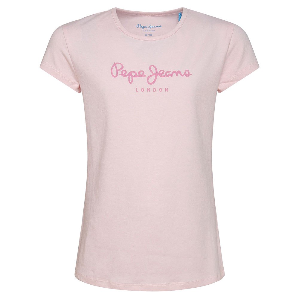 Girl Pepe Jeans Hana Glitter Short Sleeve T-Shirt Pink