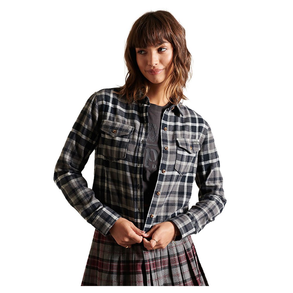Superdry Heritage Check Cropped Long Sleeve Shirt 
