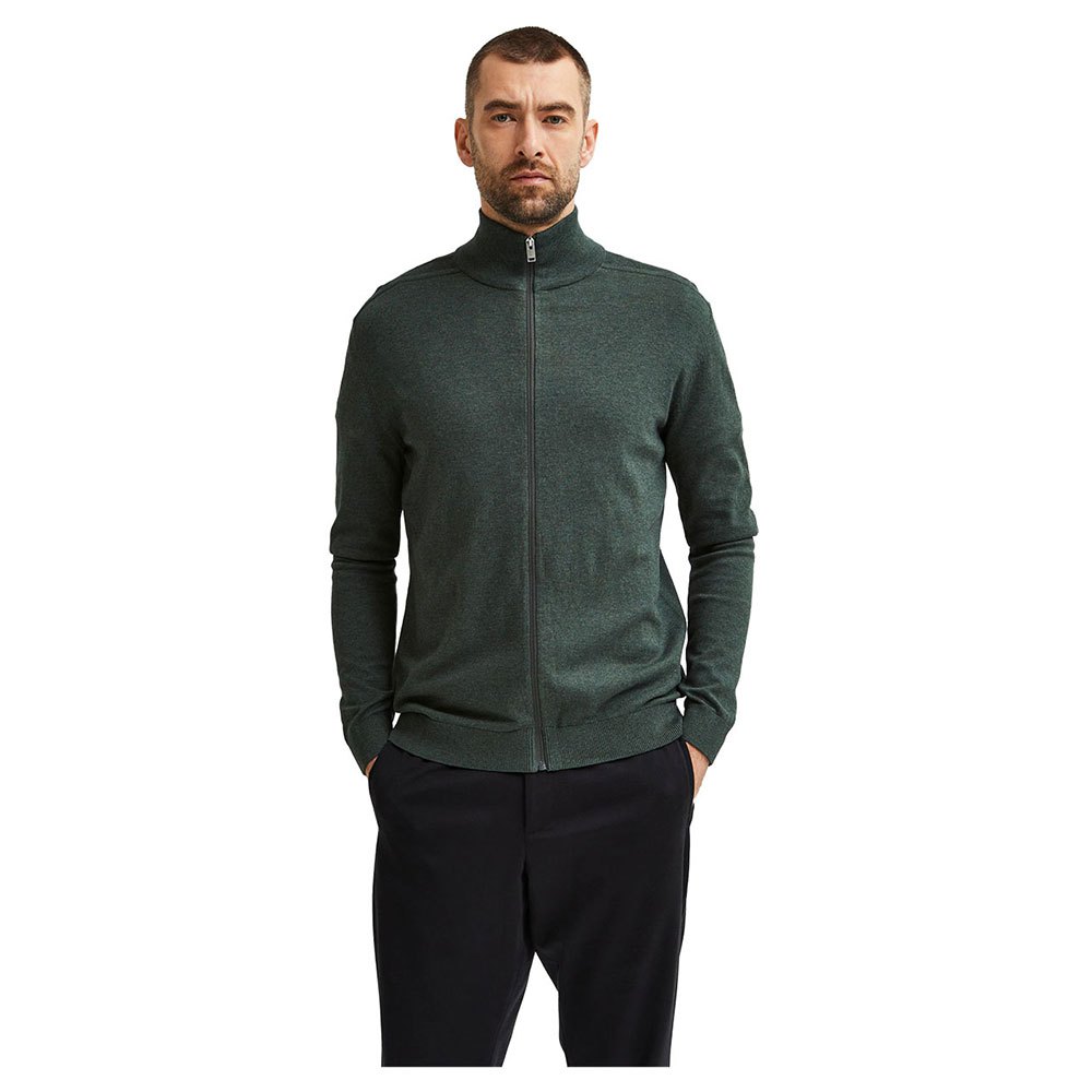 Sweaters Selected Berg Full Zip Cardigan Green