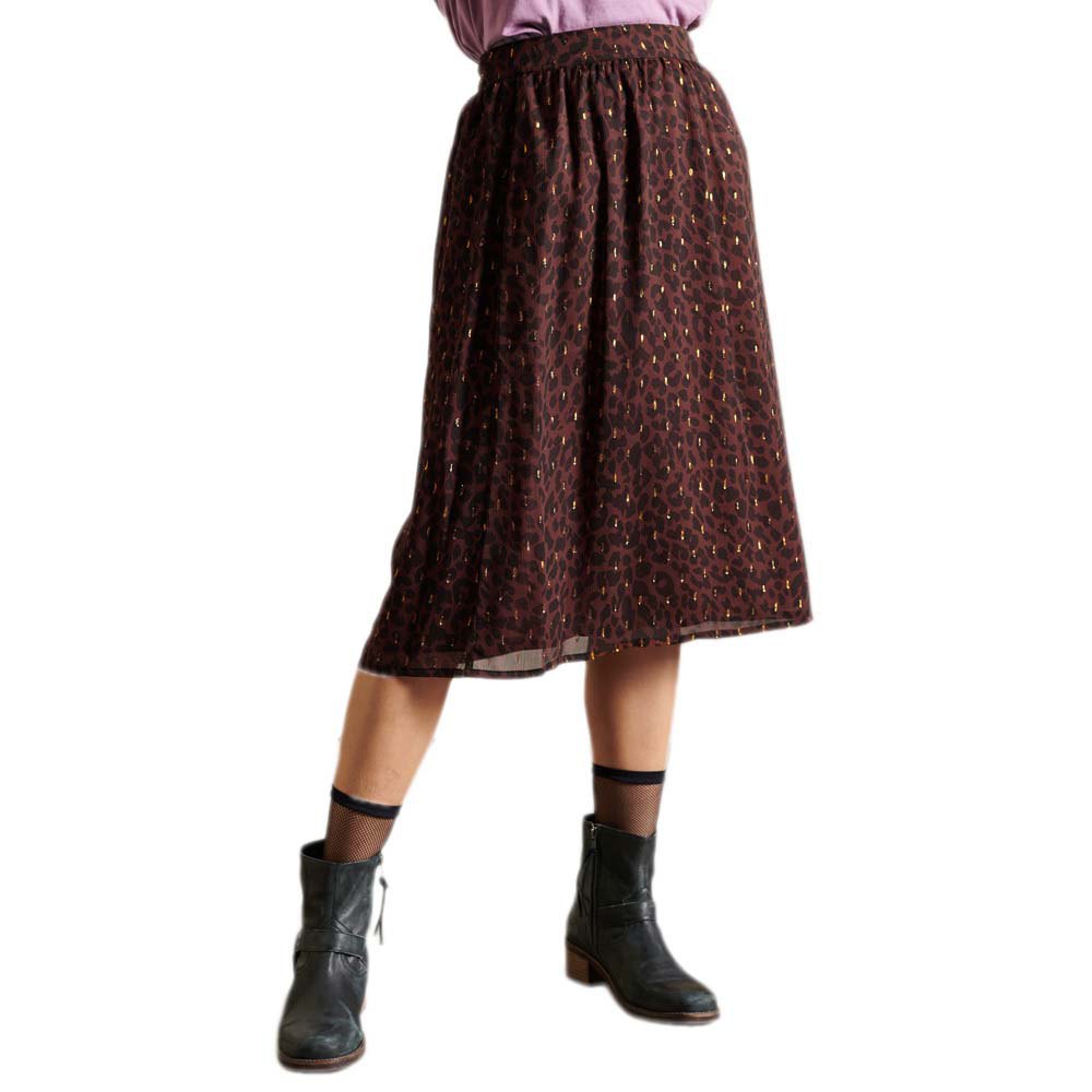 Clothing Superdry Woven Metallic Skirt Brown