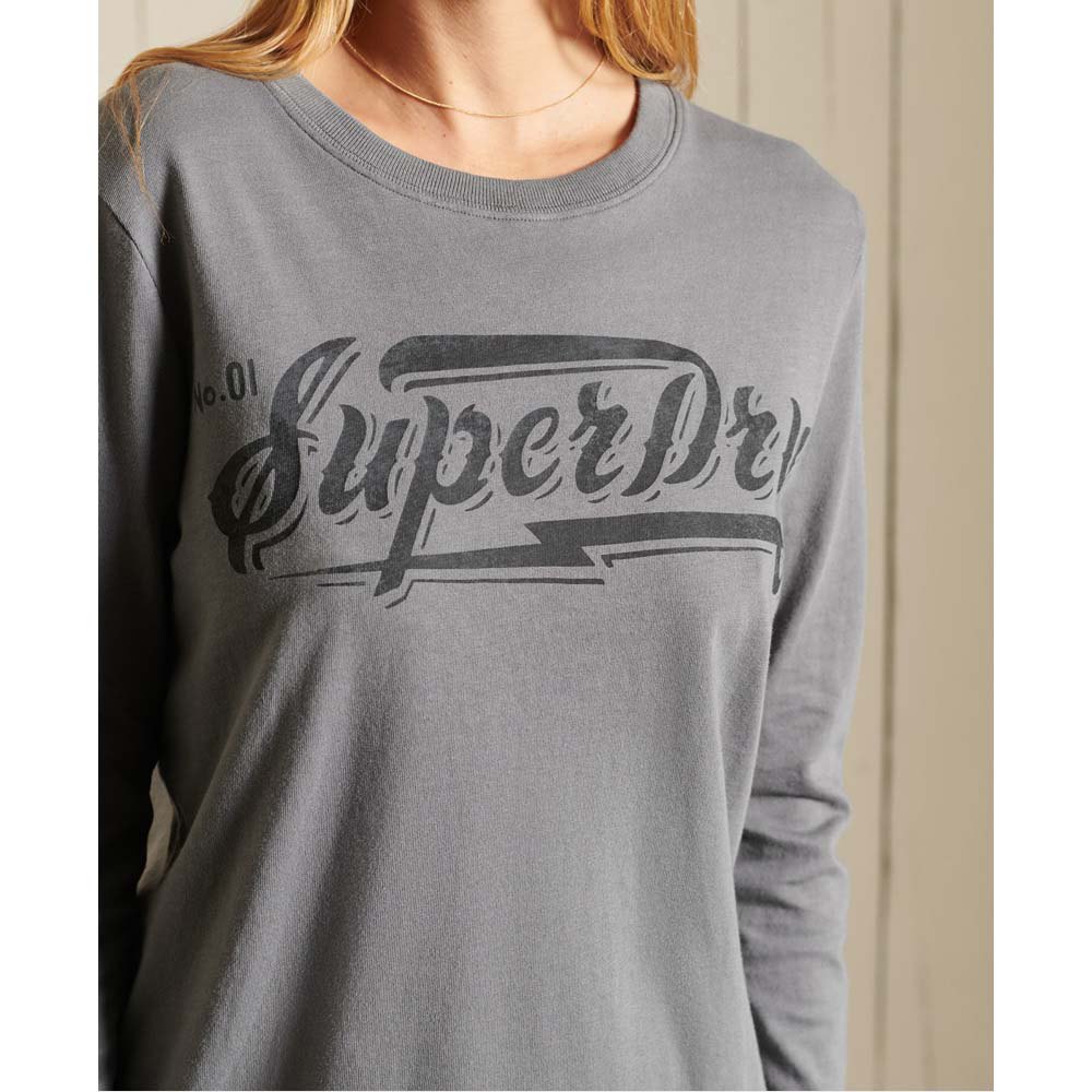 Women Superdry Boho Graphic Long Sleeve T-Shirt Grey