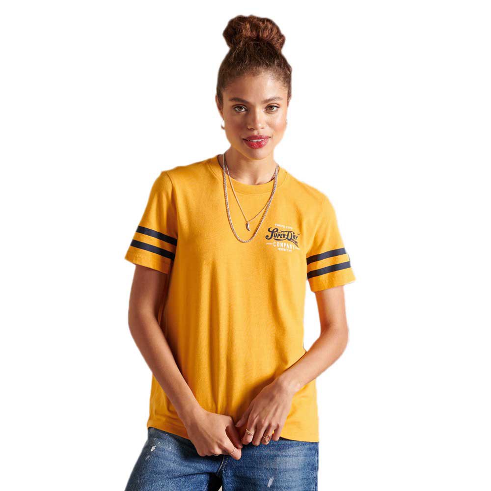 Women Superdry Script Style Col Short Sleeve T-Shirt Yellow