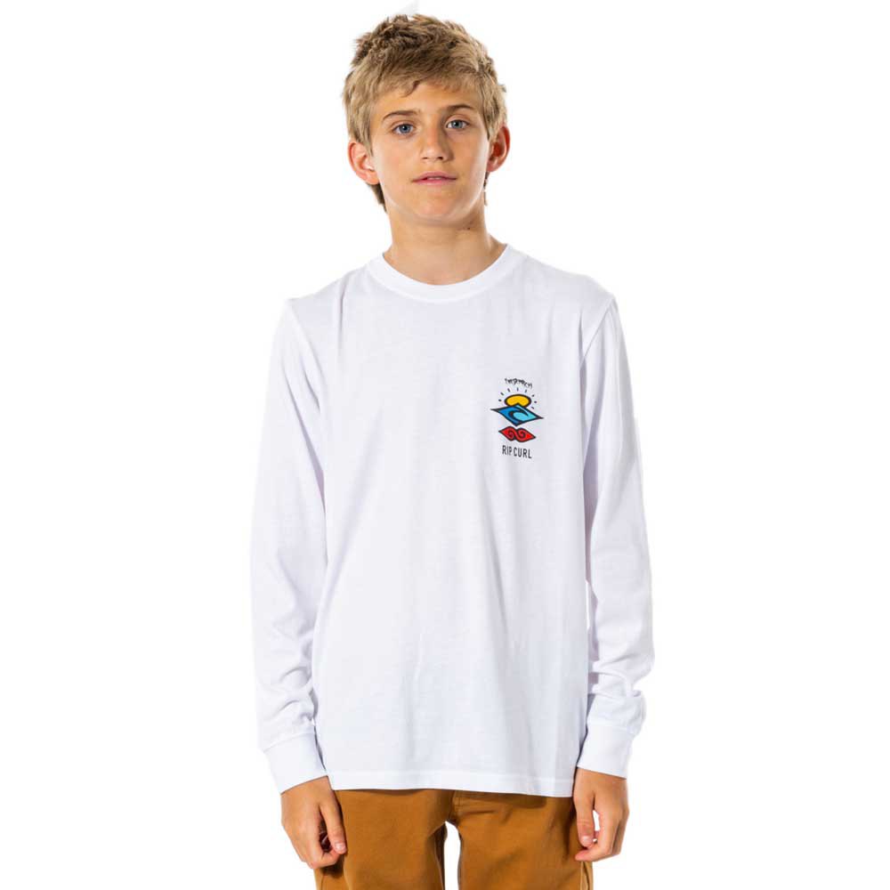 Boy Rip Curl Search Icon Long Sleeve T-Shirt White