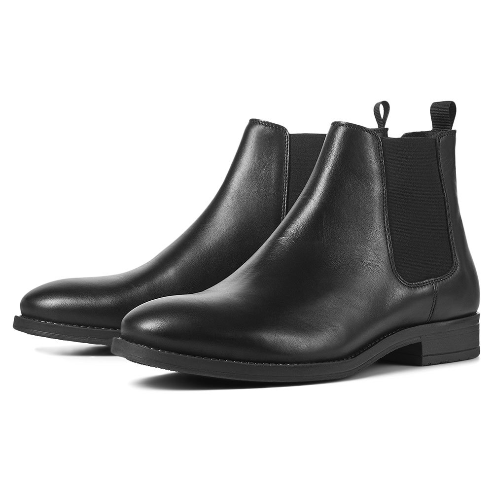 Men Jack & Jones Wargo Chelsea London Leather Boots Black
