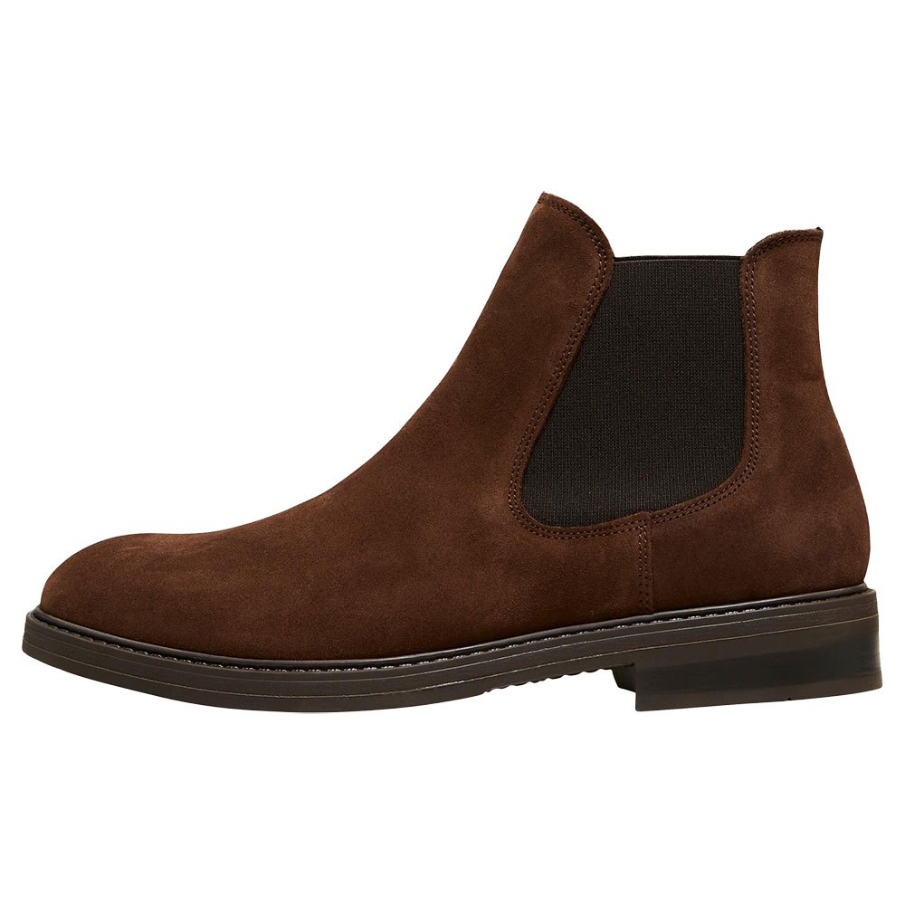 Homme Selected Bottes Blake Suede Chelsea Chocolate Brown