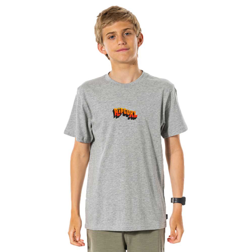Boy Rip Curl Wavey Logo Short Sleeve T-Shirt Grey