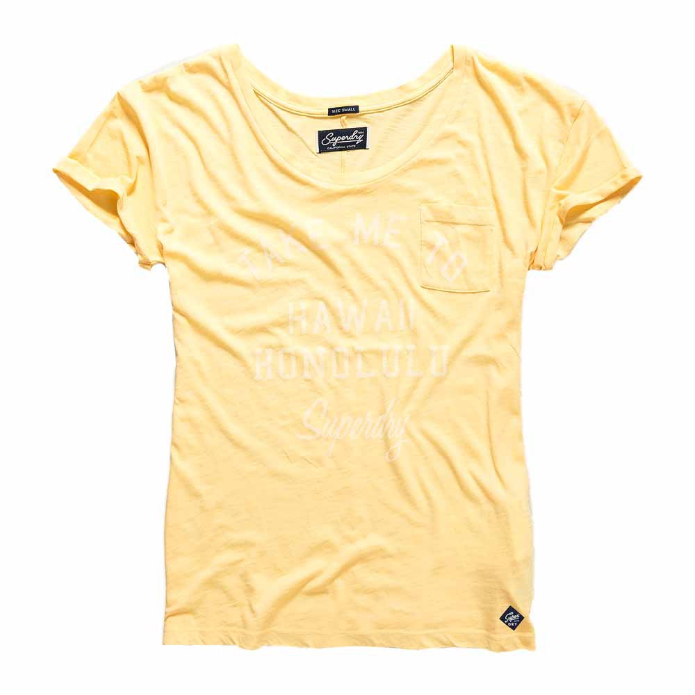 Women Superdry Graphic Pocket Short Sleeve T-Shirt Yellow