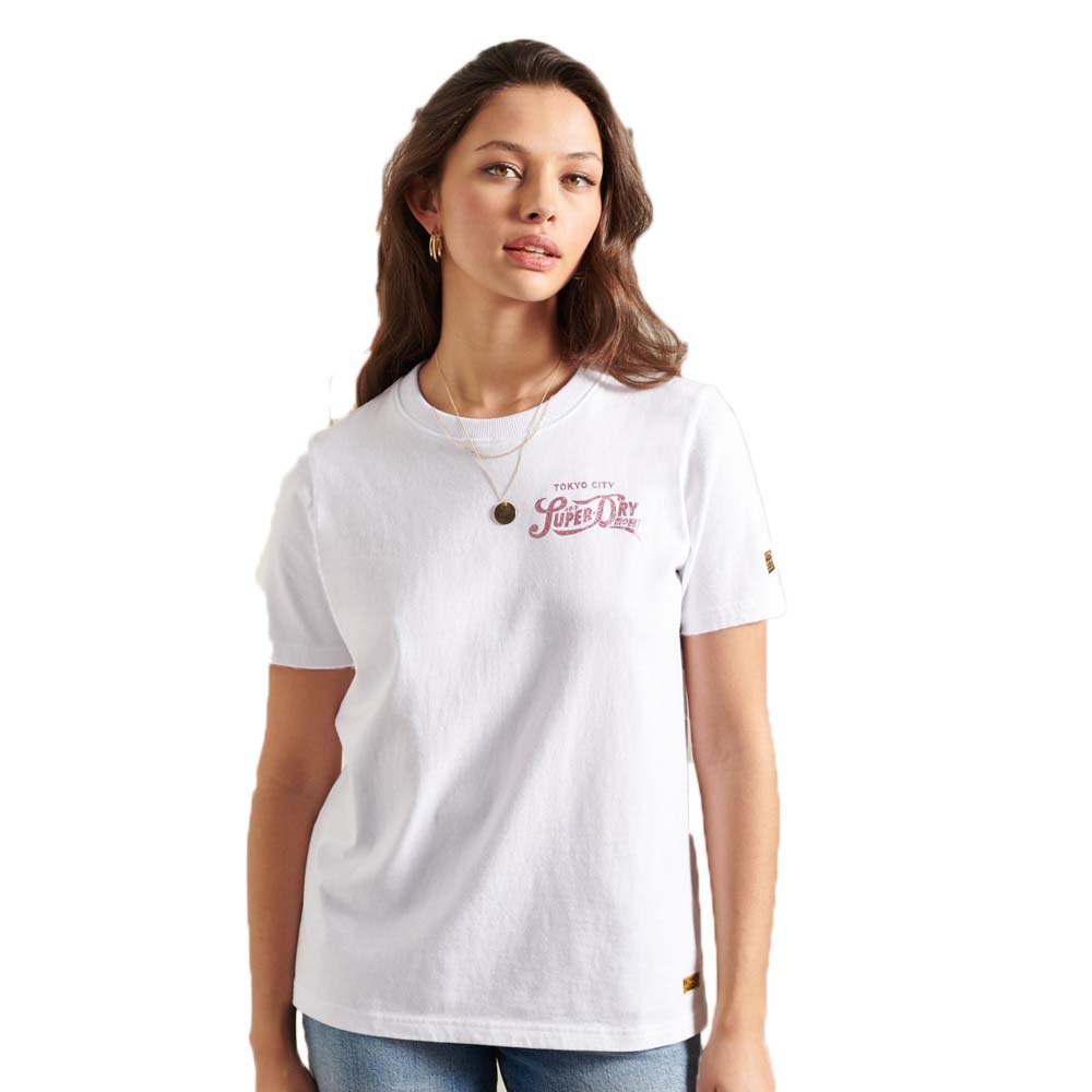 Women Superdry Glitter Sparkle Short Sleeve T-Shirt White