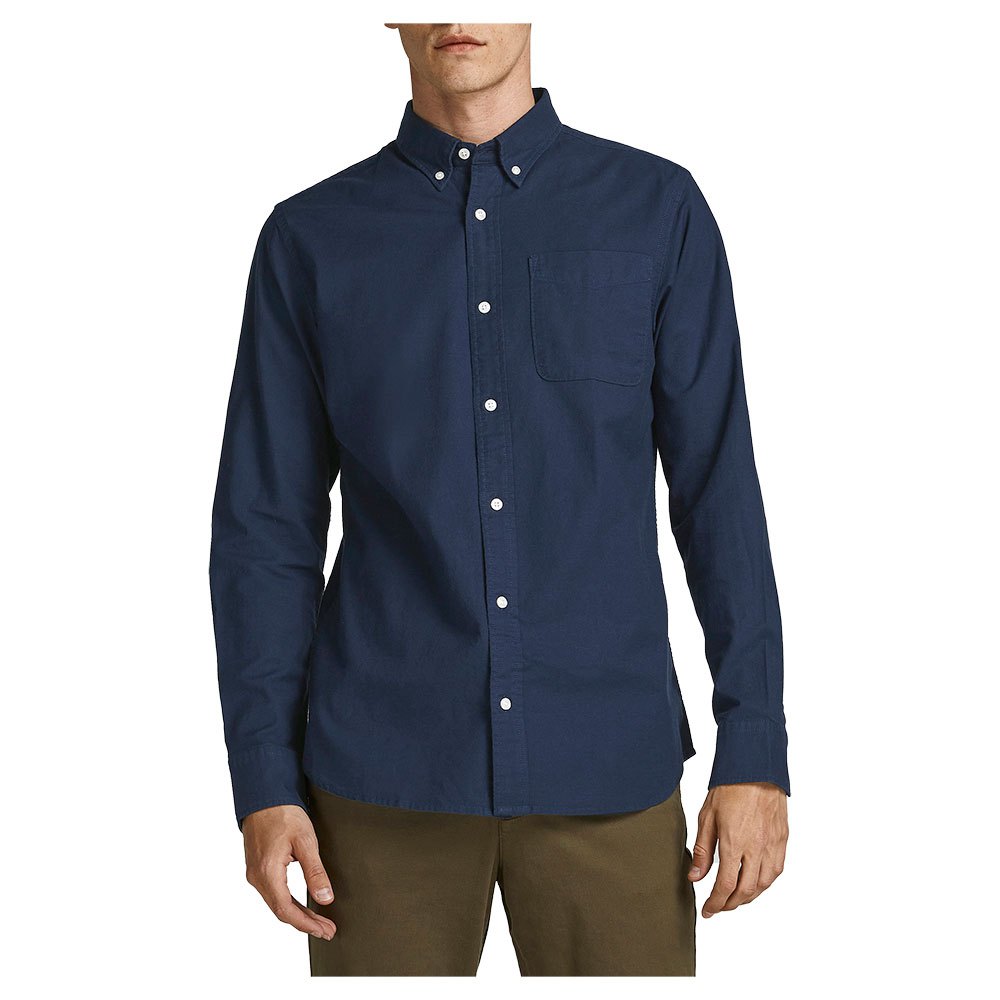 Men Jack & Jones Blubrook Oxford Long Sleeve Shirt Blue