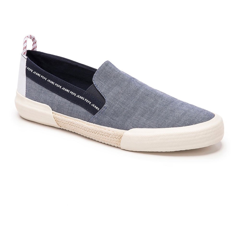 Men Pepe Jeans Cruise Chambray Slip-On Shoes Blue