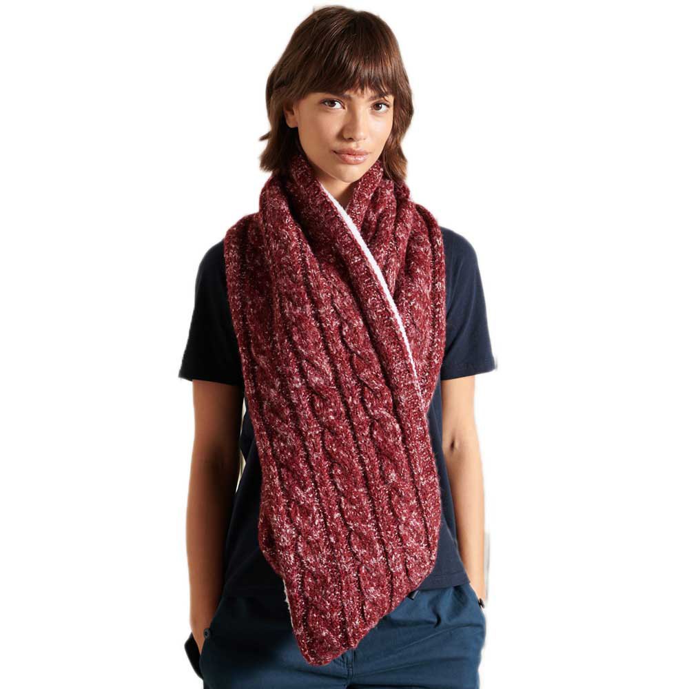 Women Superdry Tweed Cable Snood Red
