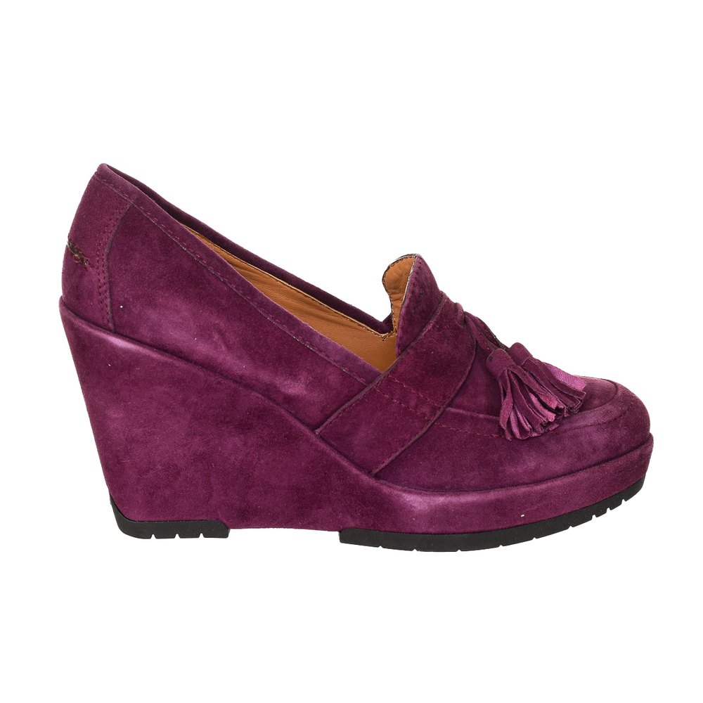 Chaussures Geox Mocassin Compensé En Cuir Pour Femme Purple