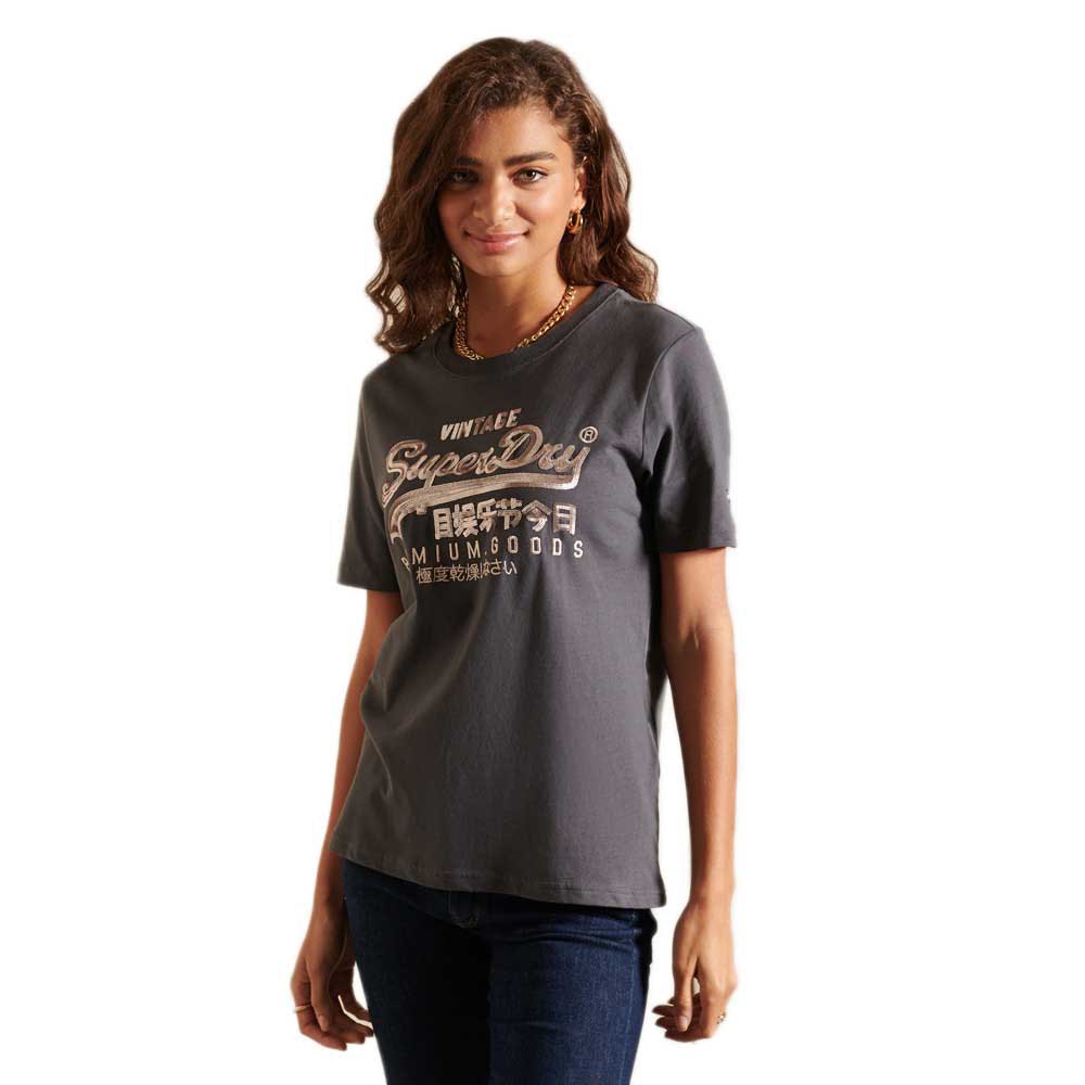 Women Superdry Vintage Logo Tonal Short Sleeve T-Shirt Grey
