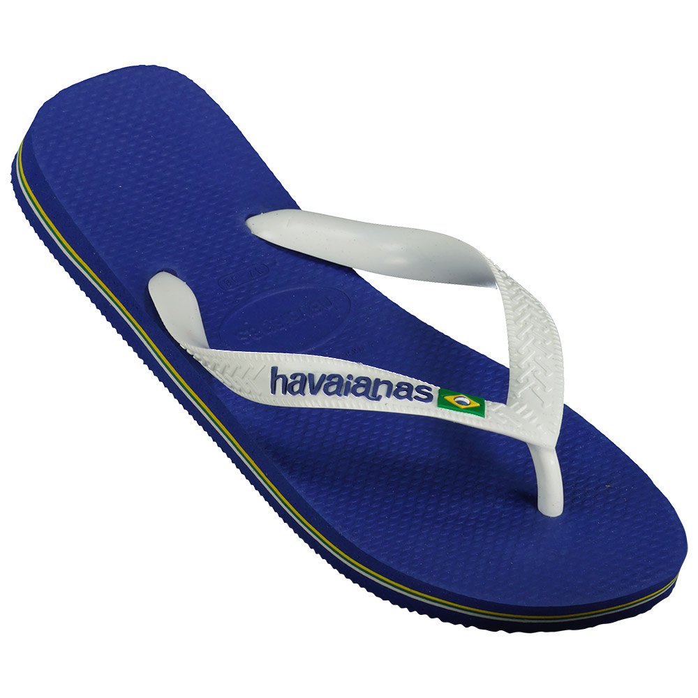 Men Havaianas Brasil Logo Flip Flops Blue