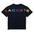 Lacoste Multicoloured Signature Print Crew Neck Cotton Kurzarm T-Shirt